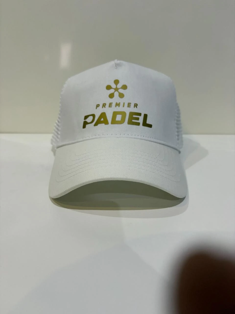 Casquette de padel, Premier Padel, P1, P2, P3, blanc et doré, taille unique